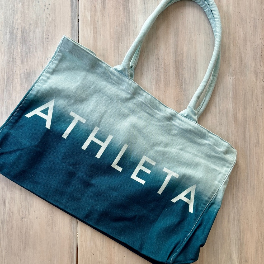 NWOT Athleta Blue Ombré Canvas Shopping Bag. 18.5 x 12”